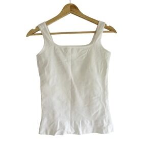 EUYZOU‎ White Square Neck Tank Top Sleeveless Layering Top Activewear Womens L